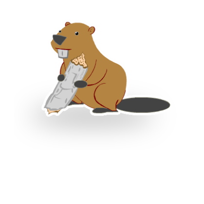 A beaver chewing wood illustration